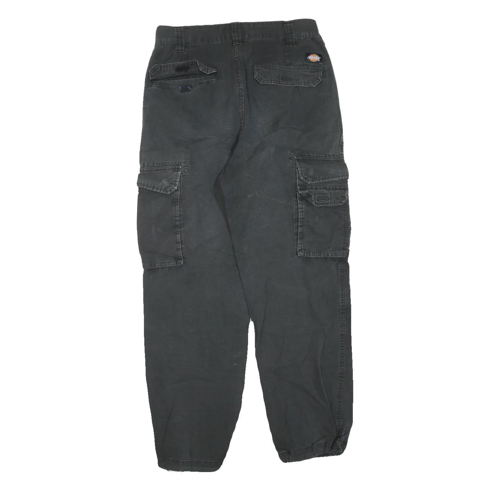 DICKIES Mens Cotton Blend Black Regular Cargo Trousers W30 L29 Workwear