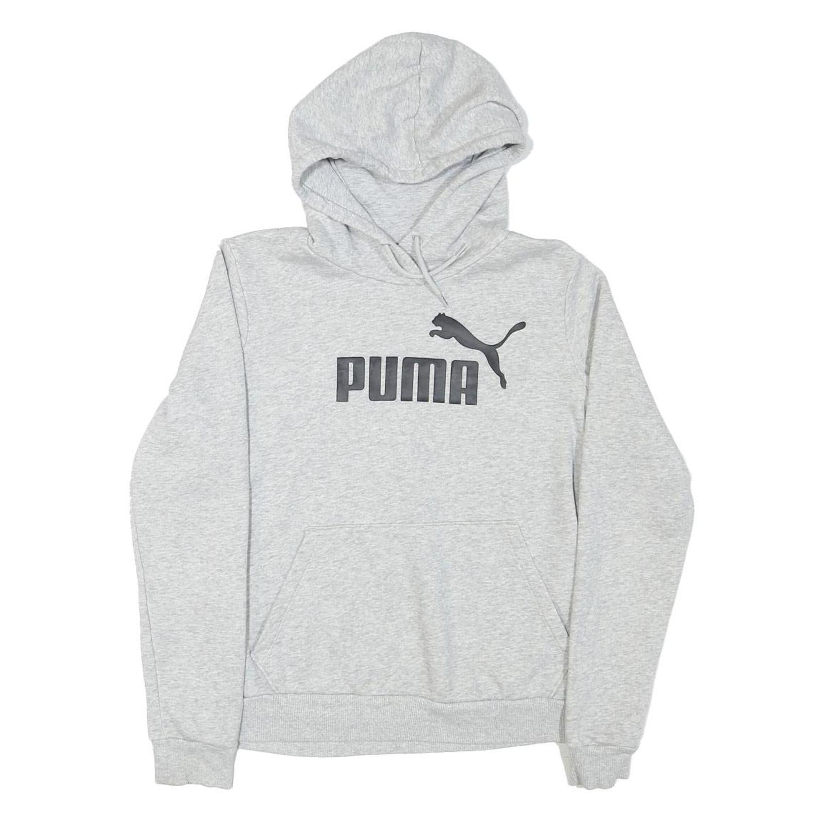 PUMA Womens Grey Hoodie M Cotton Blend Pullover Casual Sports Sweatshirt
