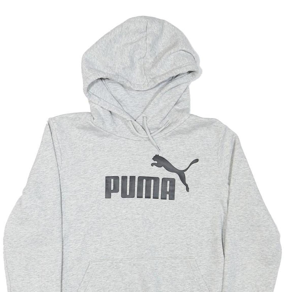 PUMA Womens Grey Hoodie M Cotton Blend Pullover Casual Sports Sweatshirt