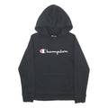 CHAMPION Boys Black Hoodie L Cotton Blend Pullover Logo Sweatshirt