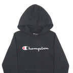 CHAMPION Boys Black Hoodie L Cotton Blend Pullover Logo Sweatshirt