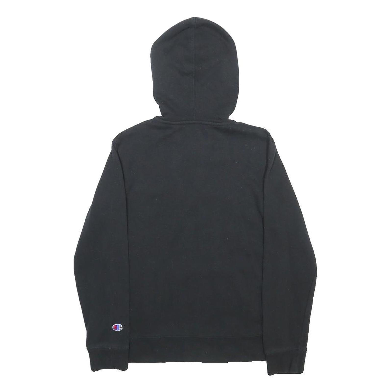 CHAMPION Boys Black Hoodie L Cotton Blend Pullover Logo Sweatshirt