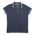 DIESEL Womens Blue Short Sleeve Plain Polo Shirt S Cotton Blend Casual