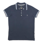 DIESEL Womens Blue Short Sleeve Plain Polo Shirt S Cotton Blend Casual