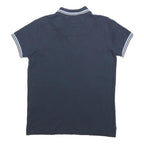 DIESEL Womens Blue Short Sleeve Plain Polo Shirt S Cotton Blend Casual