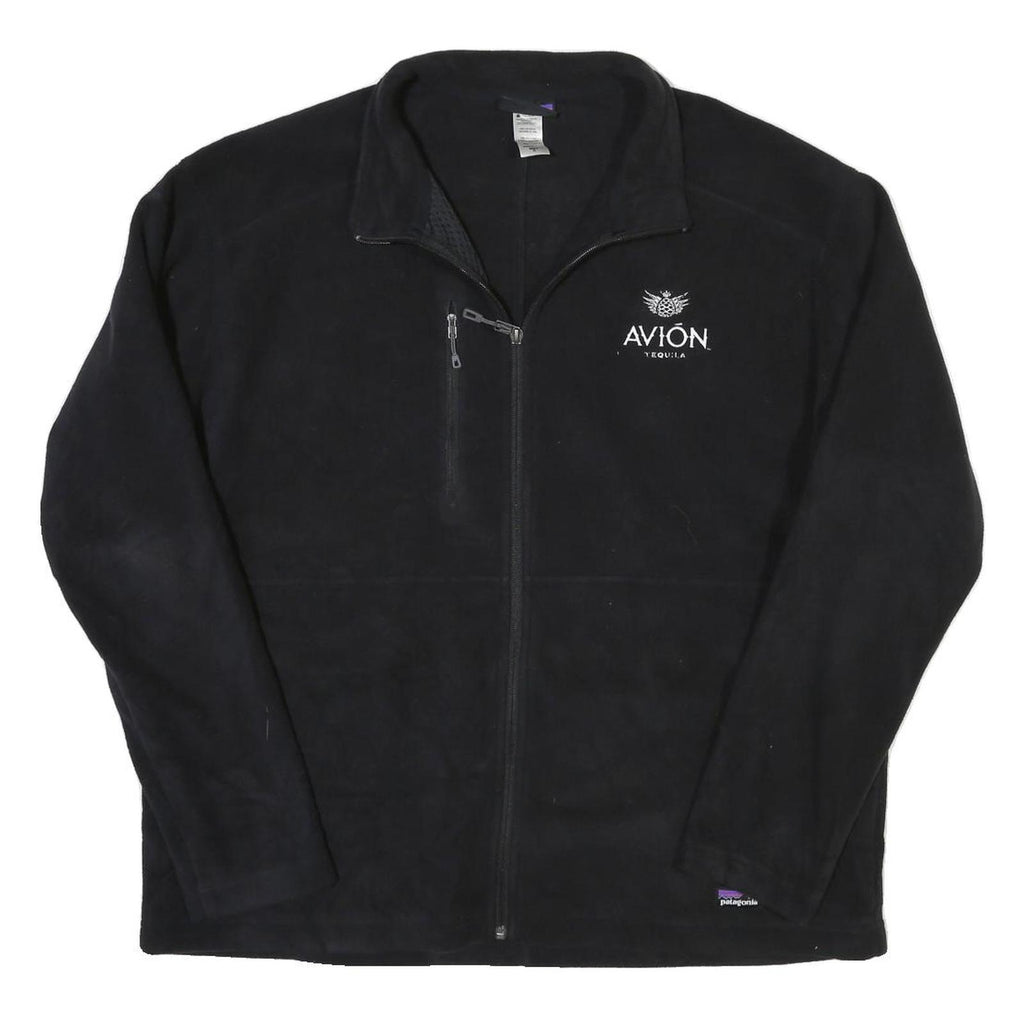 PATAGONIA Mens Black Zip Up Jacket XL Polyester Blend Plain Lightweight Warm