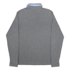HACKETT LONDON Mens Grey & Light Blue Long Sleeve Plain Polo Shirt L Cotton
