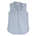 LEVI'S Womens Blue Sleeveless Shirt Button Neck Cotton Blend M Crochet Back