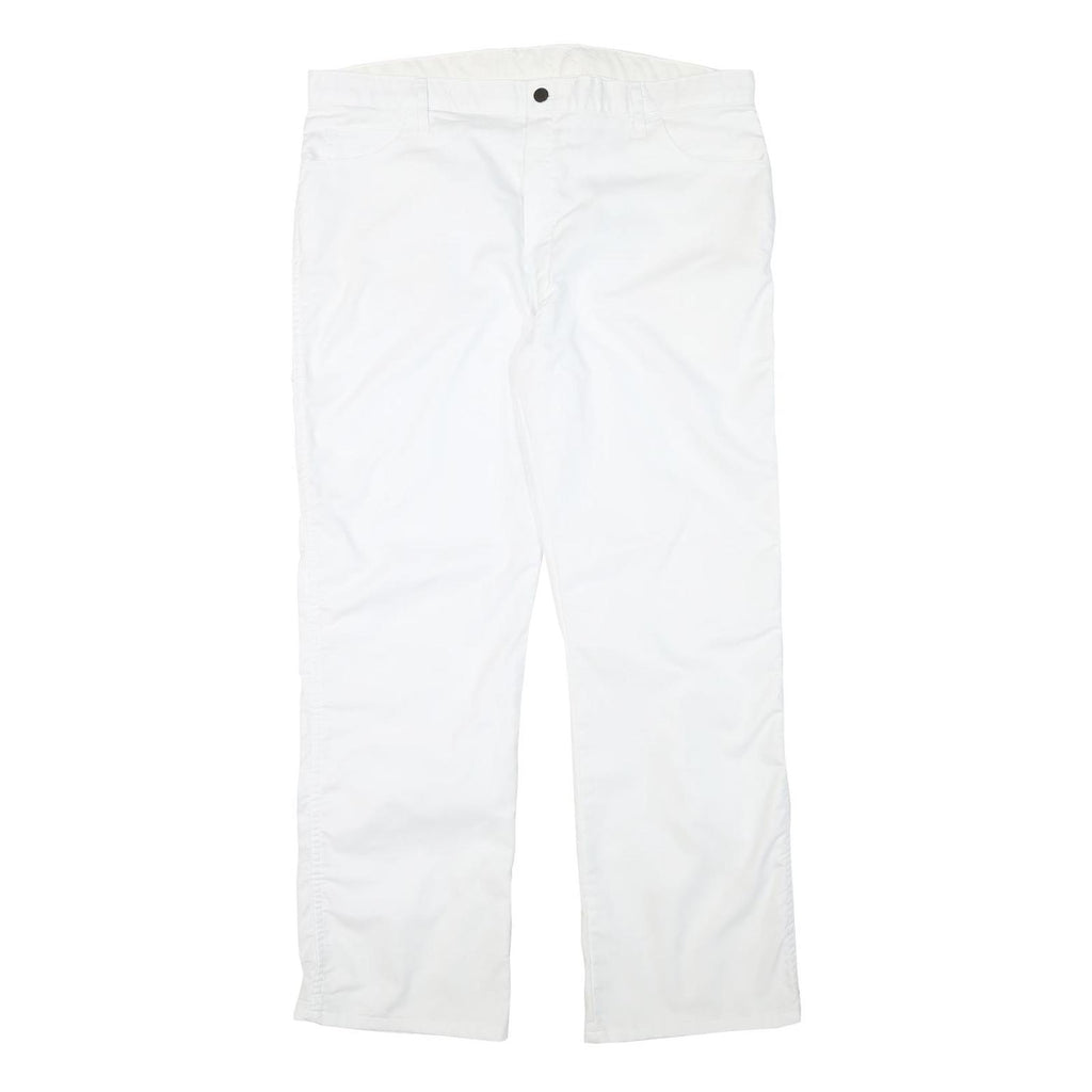 DICKIES Mens White Regular Fit Straight Cotton Blend Trousers W38 L30 Workwear