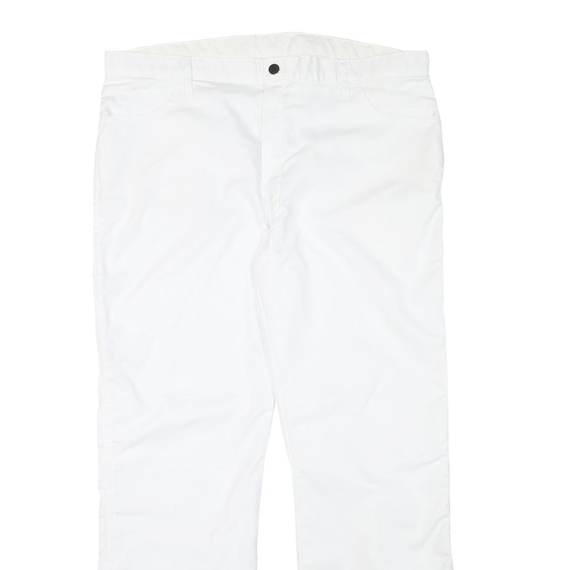 DICKIES Mens White Regular Fit Straight Cotton Blend Trousers W38 L30 Workwear