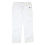 DICKIES Mens White Regular Fit Straight Cotton Blend Trousers W38 L30 Workwear