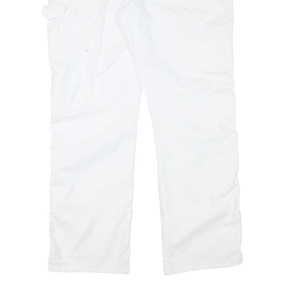 DICKIES Mens White Regular Fit Straight Cotton Blend Trousers W38 L30 Workwear