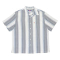 LEVI'S Mens Blue Grey White Striped Shirt L Cotton Casual Short Sleeve