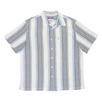 LEVI'S Mens Blue Grey White Striped Shirt L Cotton Casual Short Sleeve
