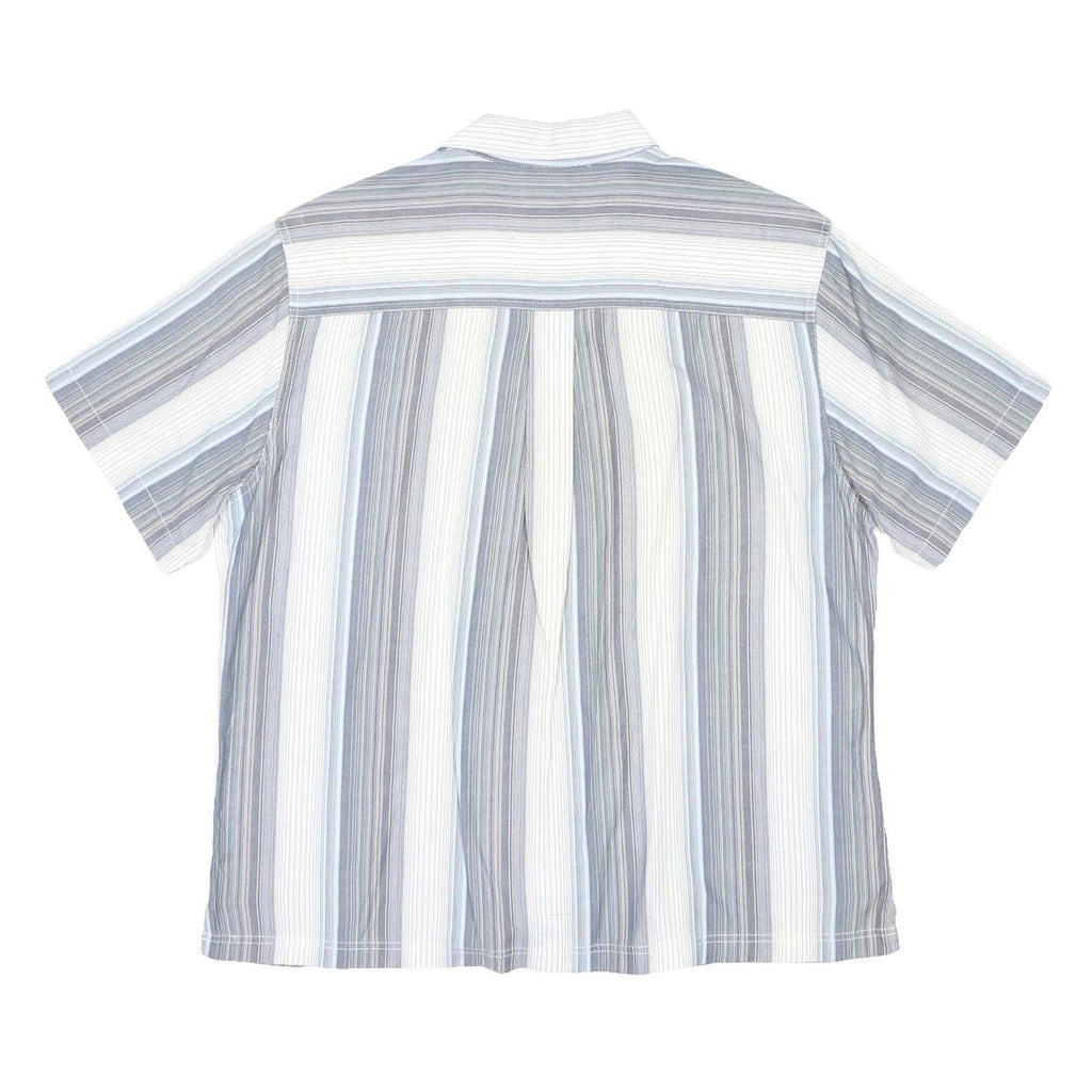 LEVI'S Mens Blue Grey White Striped Shirt L Cotton Casual Short Sleeve