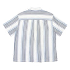 LEVI'S Mens Blue Grey White Striped Shirt L Cotton Casual Short Sleeve