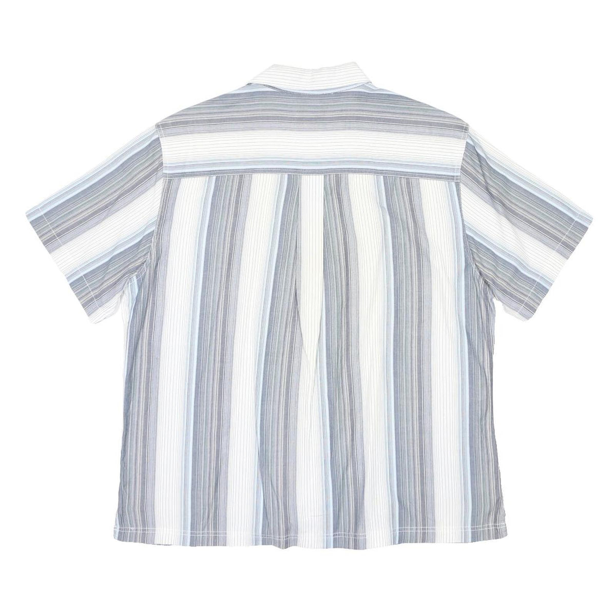 LEVI'S Mens Blue Grey White Striped Shirt L Cotton Casual Short Sleeve