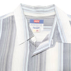 LEVI'S Mens Blue Grey White Striped Shirt L Cotton Casual Short Sleeve