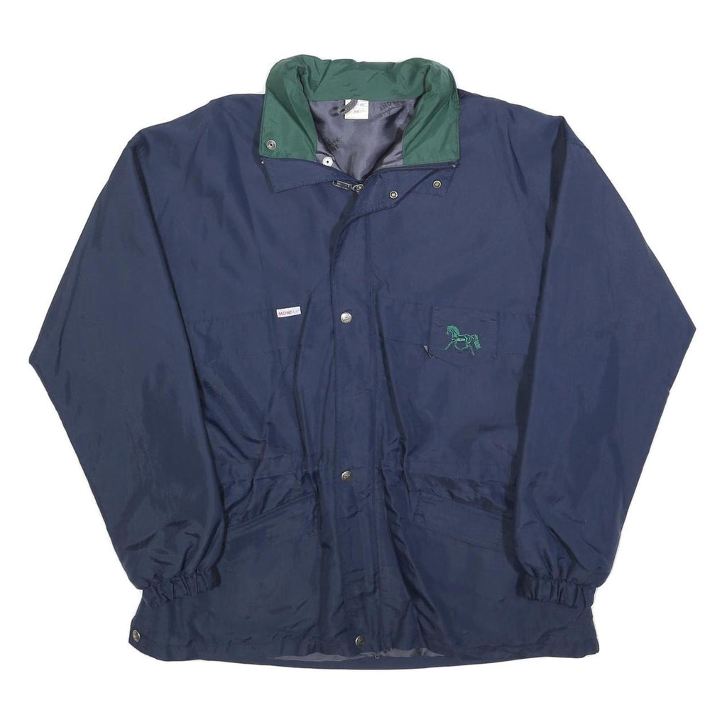 MONT AIR Mens Navy & Green Polyester Jacket M Zip Plain Outdoor Lightweight