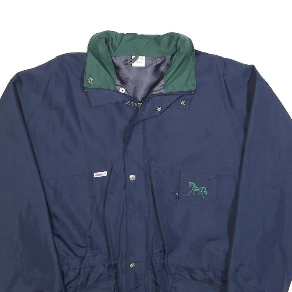 MONT AIR Mens Navy & Green Polyester Jacket M Zip Plain Outdoor Lightweight