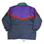 Mens Navy Blue Purple & Teal Red Colourblock Retro Jacket XL Polyester