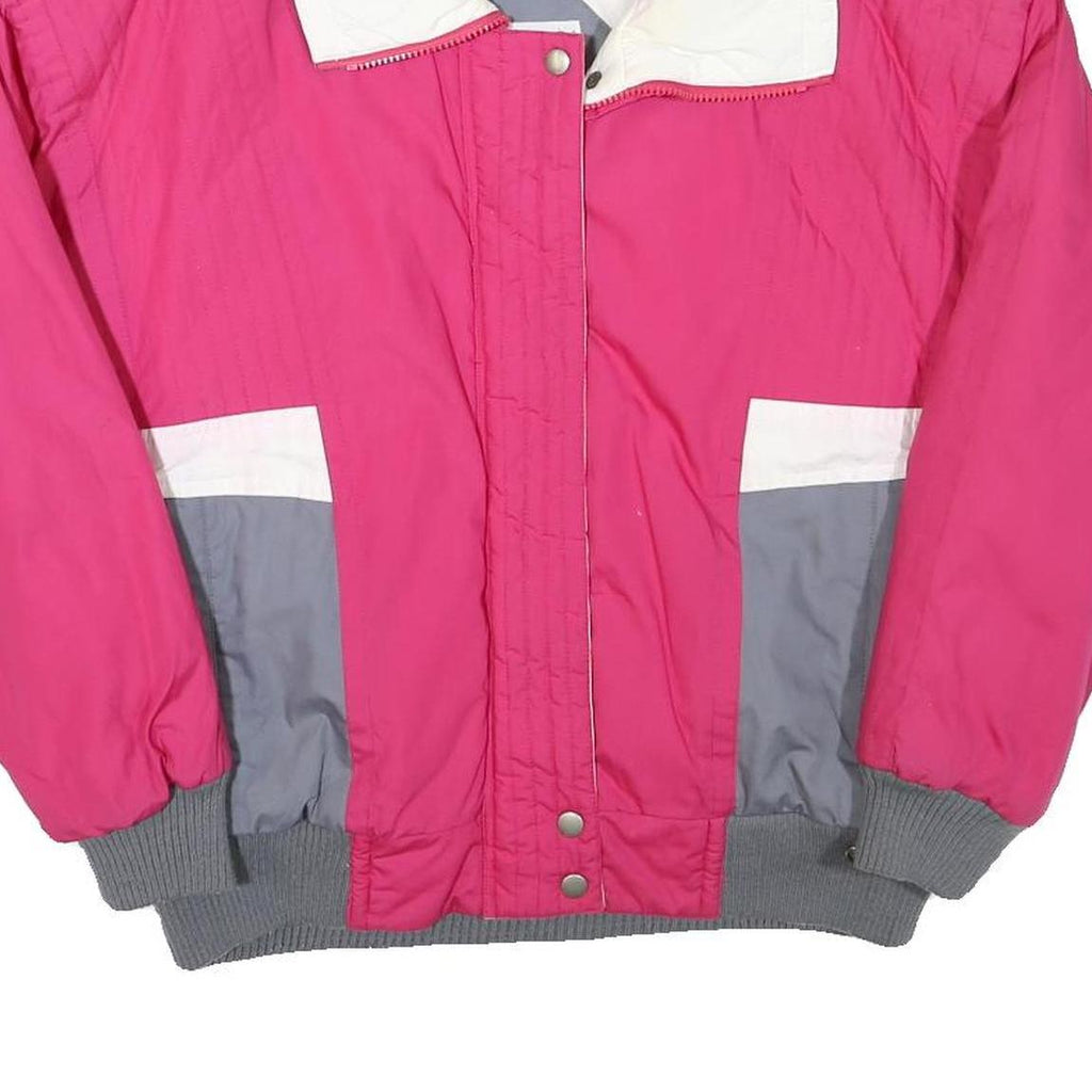 APRES SPORT Womens Pink & Grey Zip Jacket L Polyester Blend Colourblock Casual