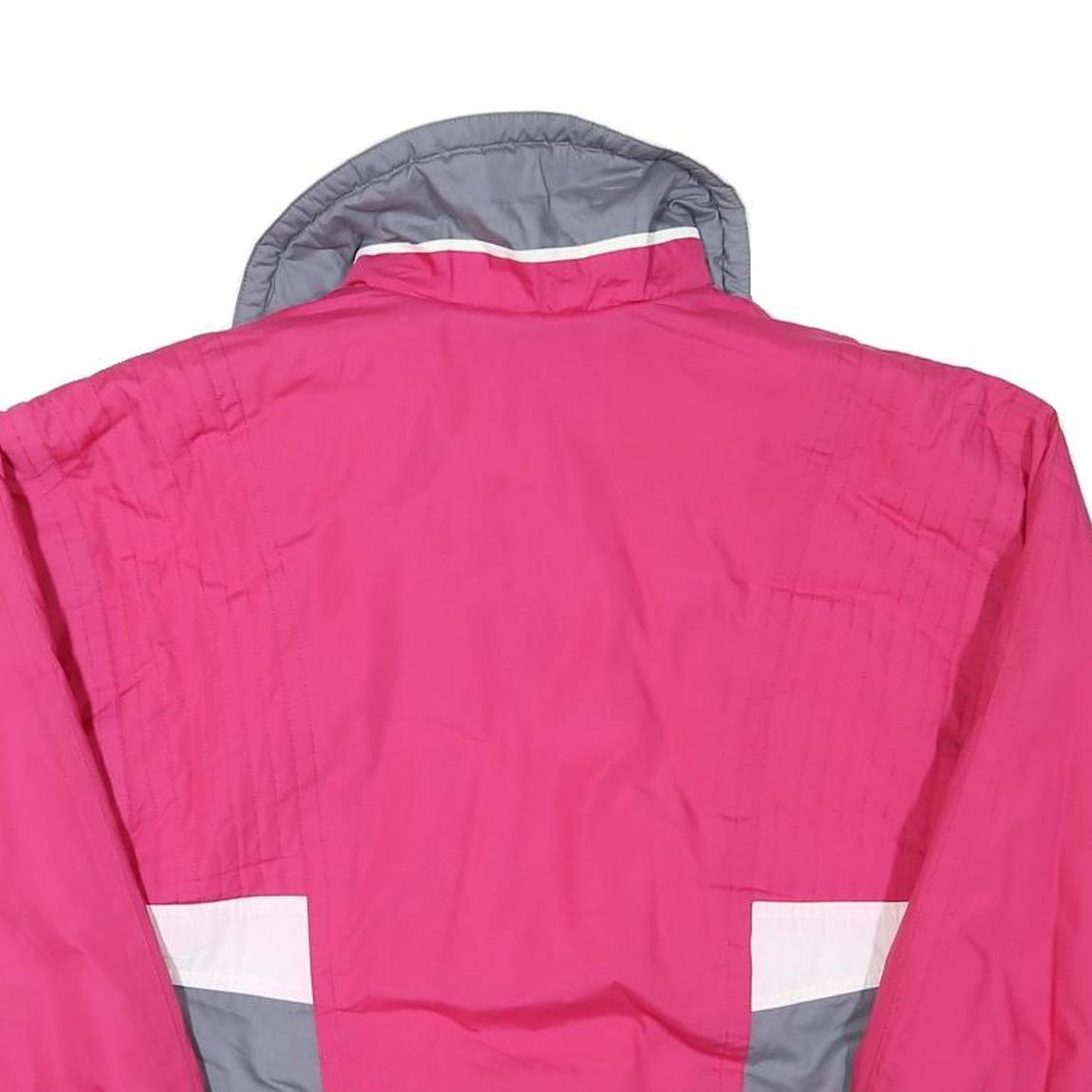 APRES SPORT Womens Pink & Grey Zip Jacket L Polyester Blend Colourblock Casual