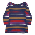COLLECTION BY FIRST AVENUE Womens Blue Brown & Red Striped Long Sleeve Round