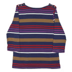 COLLECTION BY FIRST AVENUE Womens Blue Brown & Red Striped Long Sleeve Round