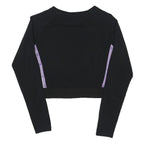 PUMA Womens Black & Purple Crop T-Shirt UK 12 Long Sleeve Crew Neck Sport Style