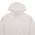CHAMPION Womens Cream Hoodie M Cotton Blend Pullover Classic Logo Sweatshirt
