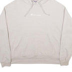 CHAMPION Womens Cream Hoodie M Cotton Blend Pullover Classic Logo Sweatshirt