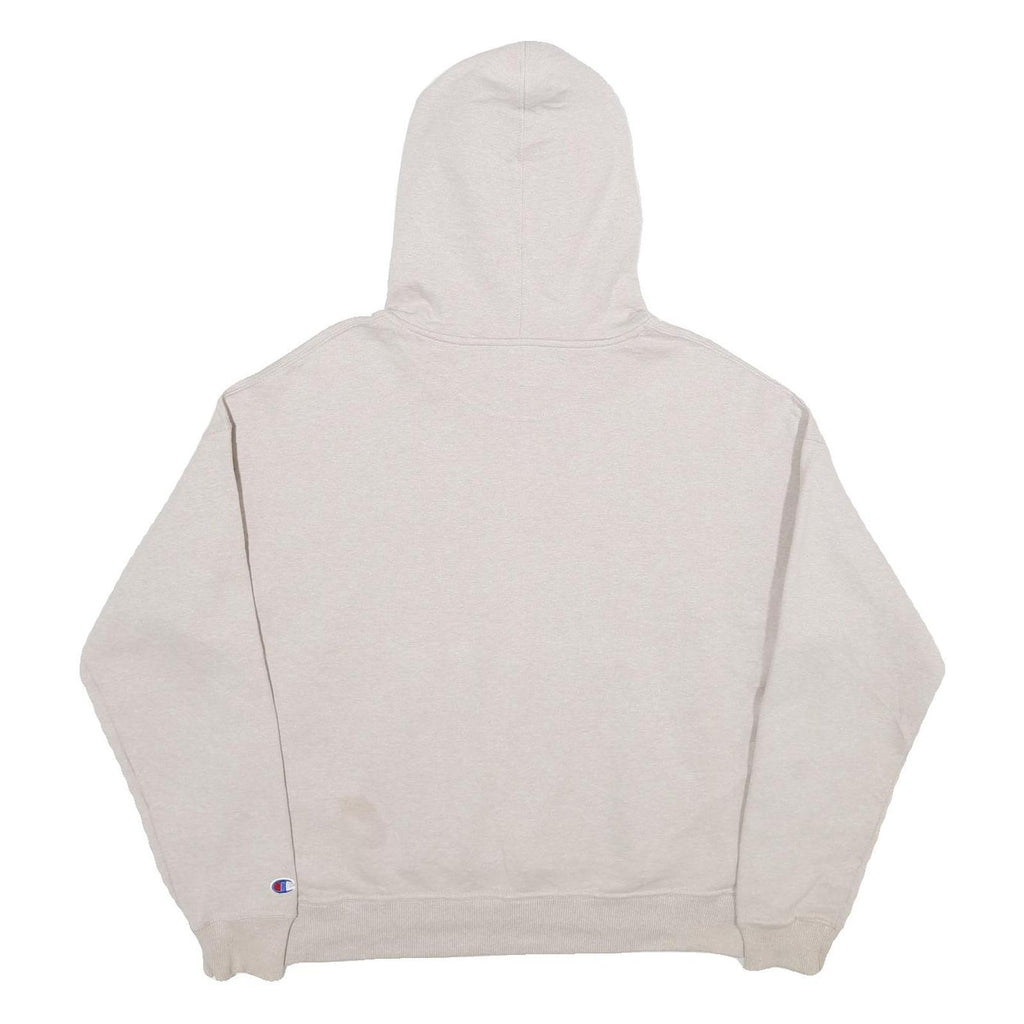 CHAMPION Womens Cream Hoodie M Cotton Blend Pullover Classic Logo Sweatshirt
