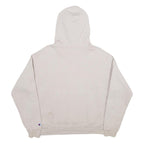 CHAMPION Womens Cream Hoodie M Cotton Blend Pullover Classic Logo Sweatshirt