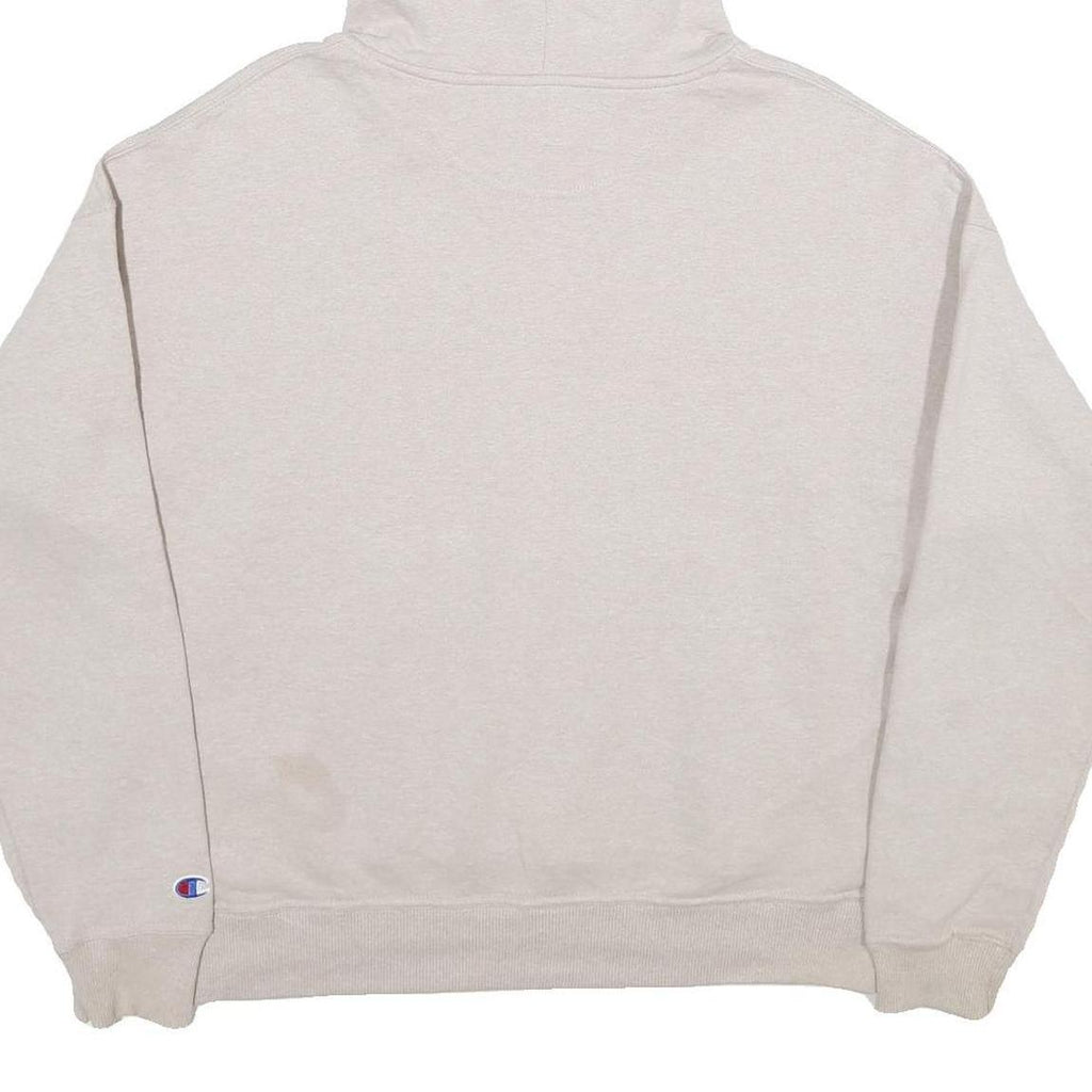CHAMPION Womens Cream Hoodie M Cotton Blend Pullover Classic Logo Sweatshirt