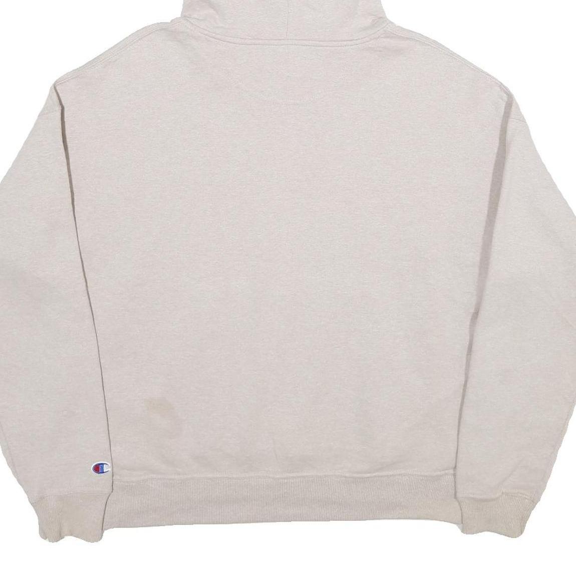 CHAMPION Womens Cream Hoodie M Cotton Blend Pullover Classic Logo Sweatshirt