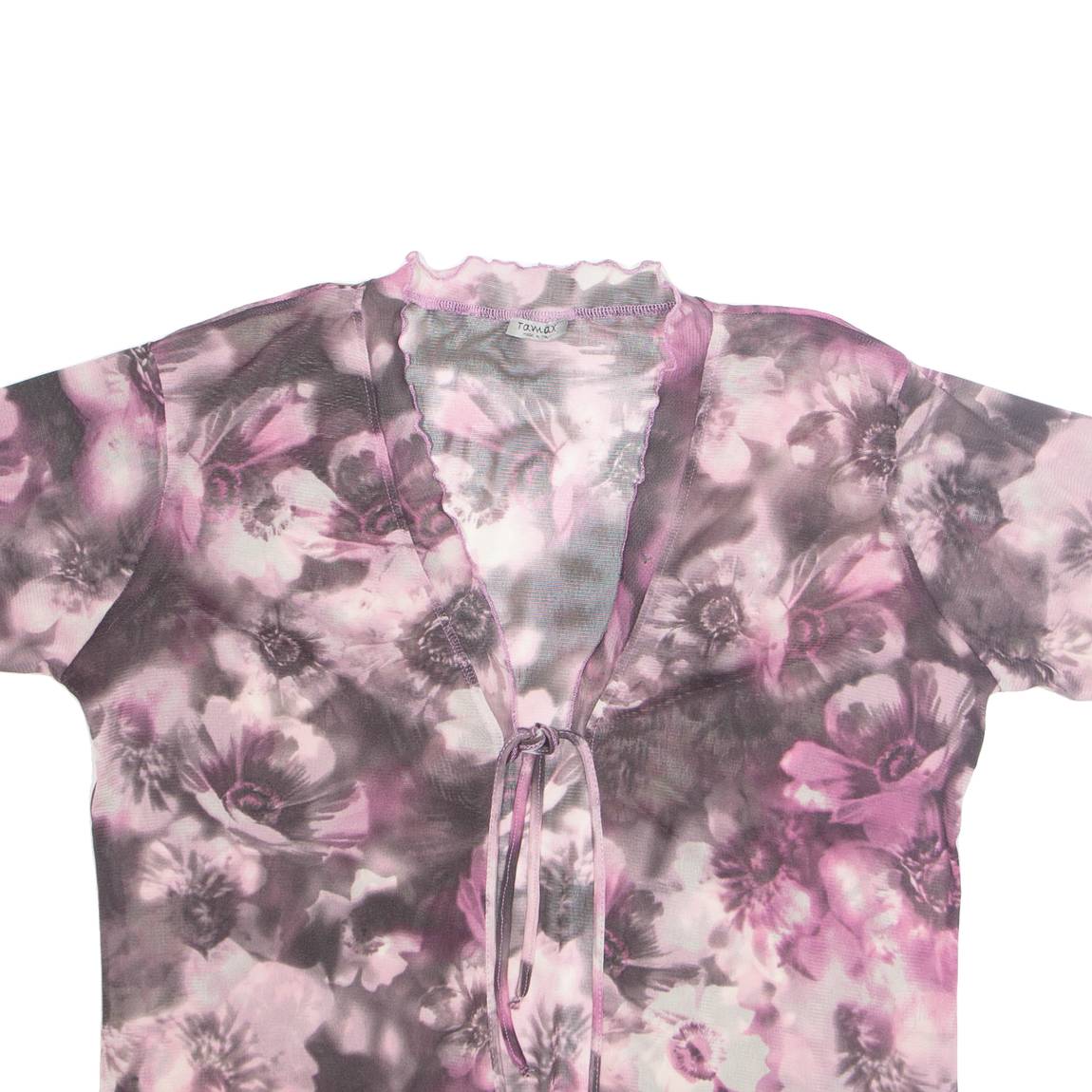 TAMAX Womens Printed Top Purple V-Neck Viscose Floral M