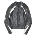 FIREFOX Mens Black & White Motorcycle Leather Jacket L Leather Armour Zip