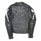 FIREFOX Mens Black & White Motorcycle Leather Jacket L Leather Armour Zip