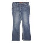 VIGOLD Womens Jeans Blue Regular Bootcut Denim Medium W32 L30 Stylish Embroidery