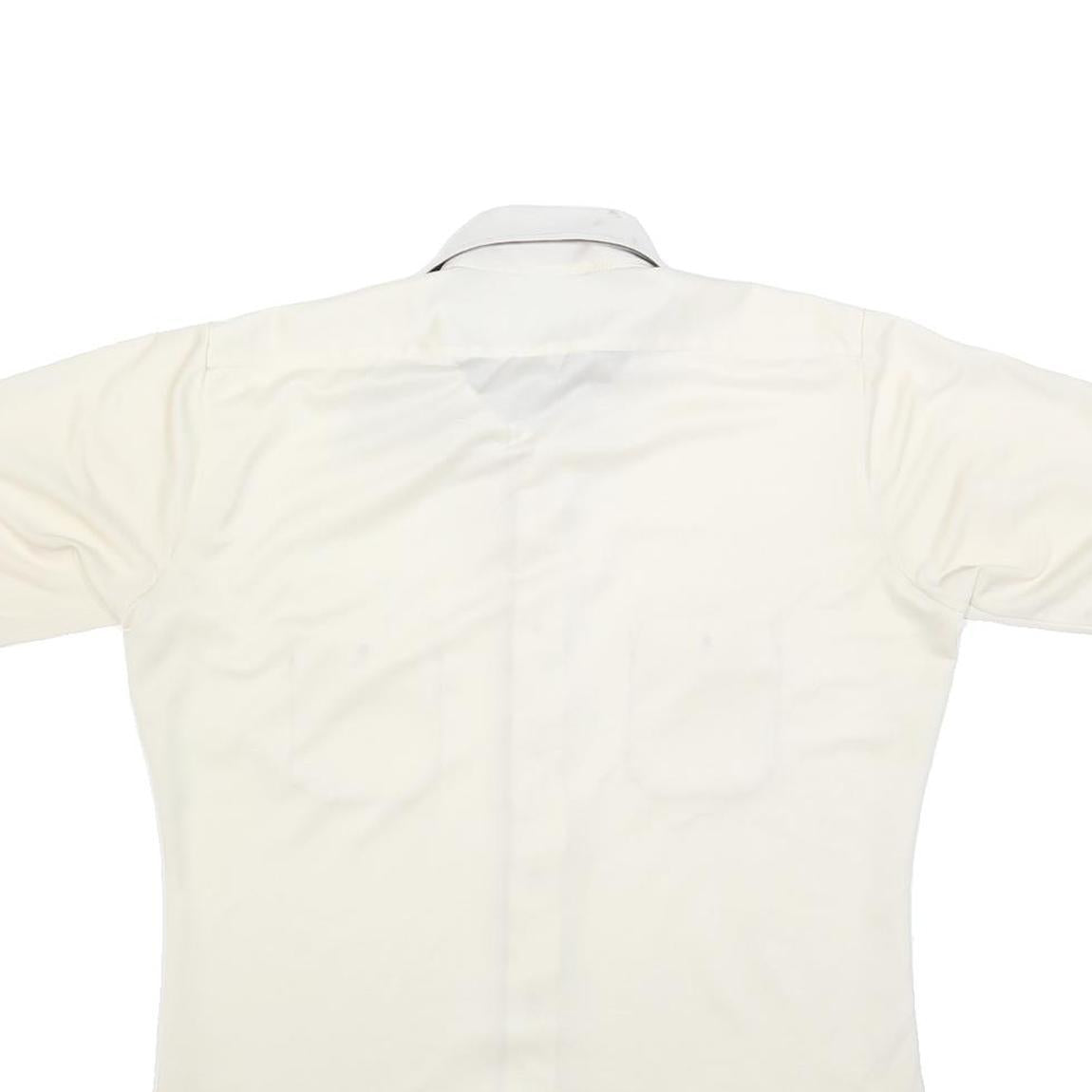 Mens Cream & Brown Casual Button Shirt L Two Pocket Short Sleeve Lightweight