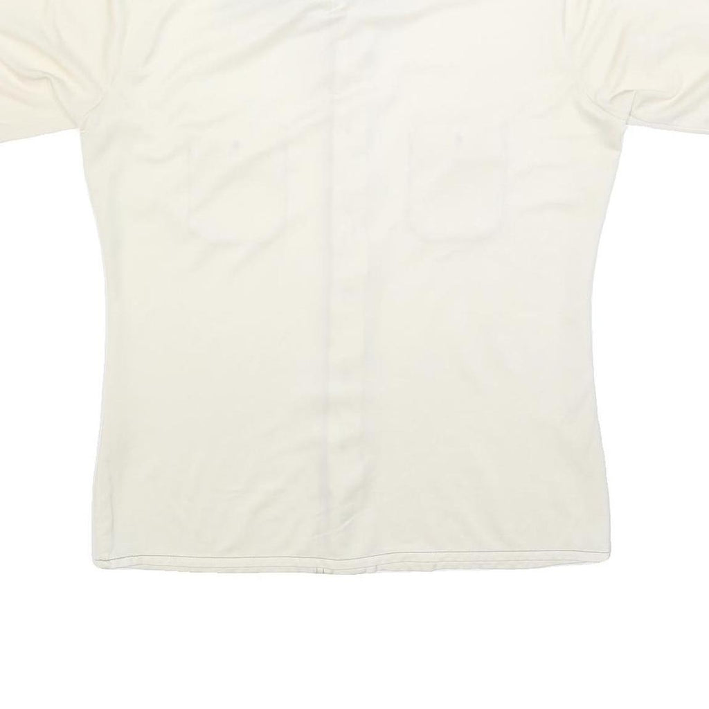 Mens Cream & Brown Casual Button Shirt L Two Pocket Short Sleeve Lightweight