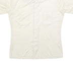 Mens Cream & Brown Casual Button Shirt L Two Pocket Short Sleeve Lightweight