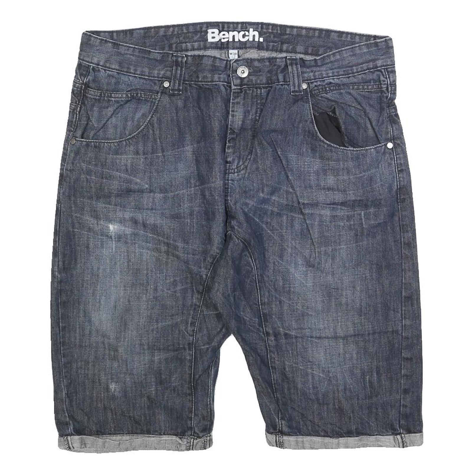 BENCH Mens Denim Blue Casual Shorts XL W38 Cotton Blend Stylish Pockets