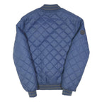KANGOL Mens Blue Quilted Bomber Jacket M Polyester Blend Zip Collar Ribbed