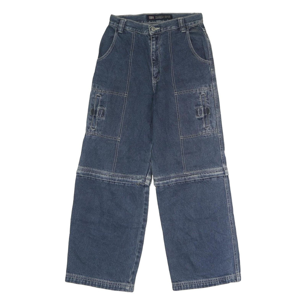FADED GLORY Womens Blue Regular Straight Denim Medium W26 L27 Cargo Pockets Zip