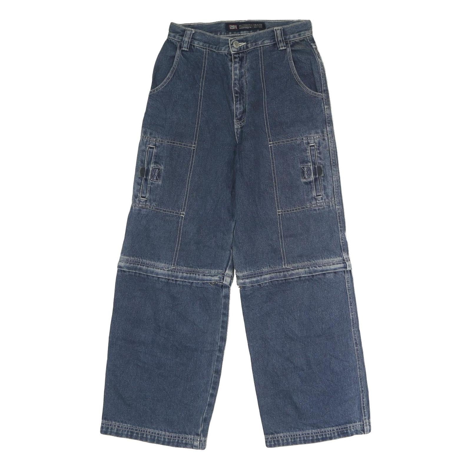 FADED GLORY Womens Blue Regular Straight Denim Medium W26 L27 Cargo Pockets Zip
