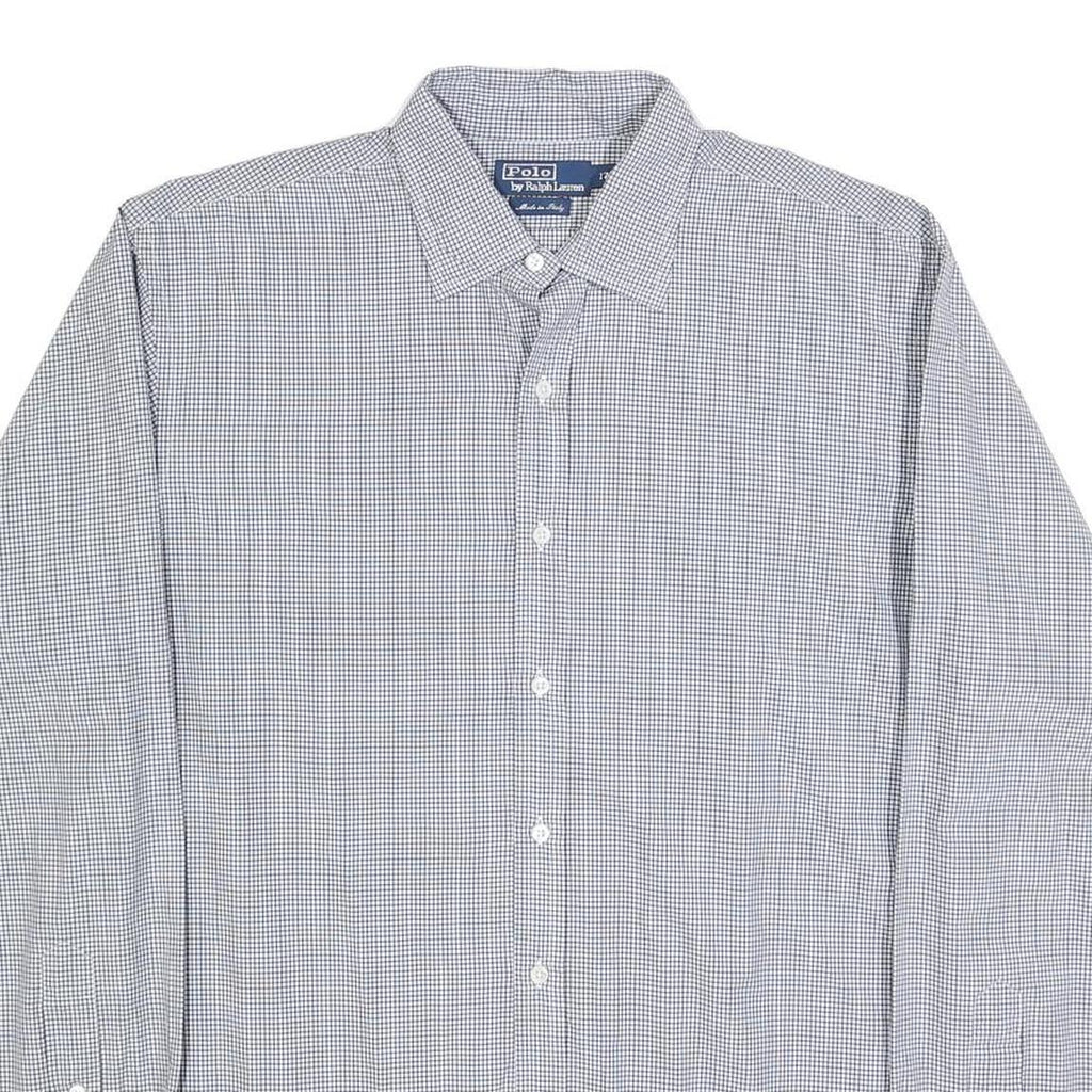POLO RALPH LAUREN Mens Blue & White Check Shirt XL Classic Button Collar Long