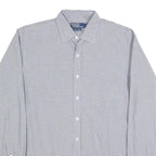 POLO RALPH LAUREN Mens Blue & White Check Shirt XL Classic Button Collar Long