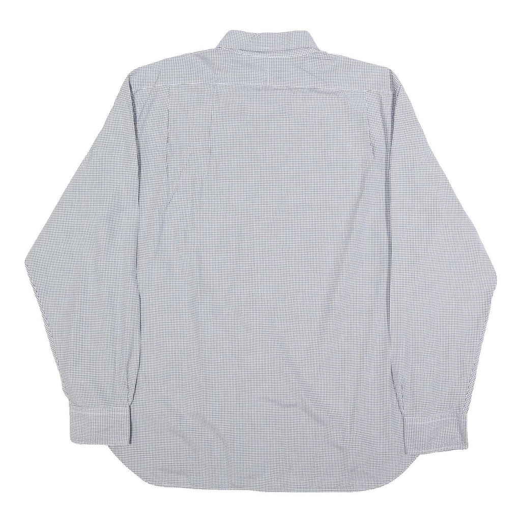 POLO RALPH LAUREN Mens Blue & White Check Shirt XL Classic Button Collar Long